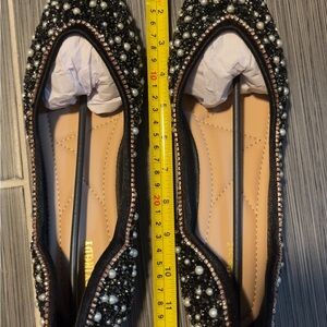 Slip on Toe Ballet Flat Shoes with Rhinestones, Sequins, Fashion
